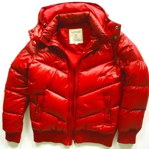 lativ authentic puffer jacket womens red